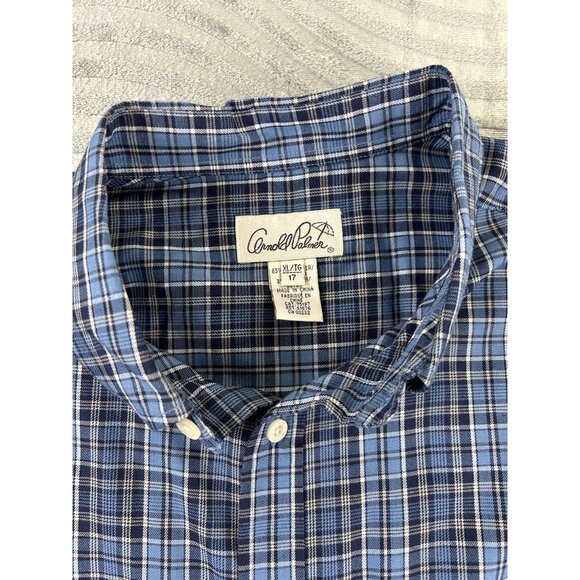 Arnold Palmer Shirt Men’s Size XL 17 Blue Plaid Long Sleeve Button Up NWT Golf - Picture 2 of 5